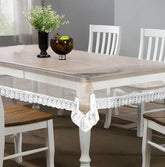 Kuber Industries Transparent 4 Seater Dining Table Cover, Protector with White Lace Border, 45"x70" (White),Polyvinyl Chloride (PVC),Rectangular,Pack of 1